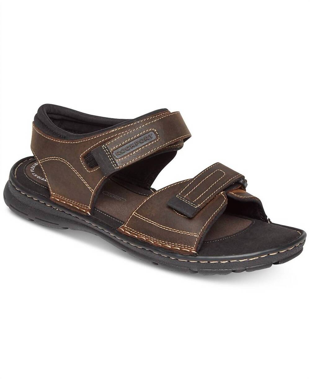 NEW ROCKPORT men's darwyn quarter-strap sandal in brown